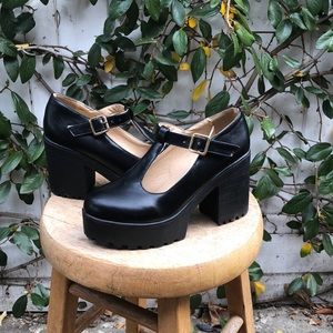 Black Platform Heel Doll Shoes